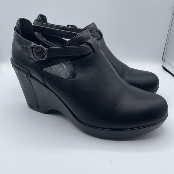 Dansko Franka Black Studded Full Grain Leather Wedge Heels Women's 40 US 9-9.5 - Picture 1 of 16